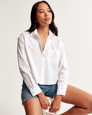 Oversized Cropped Poplin Shirt