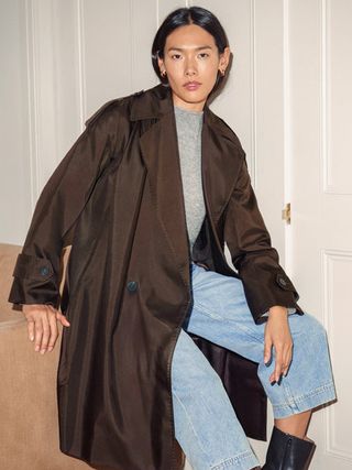 Pure Silk Trench Coat | Chocolate