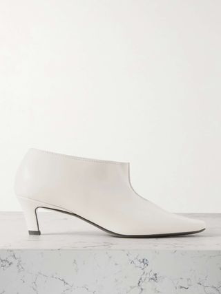 The Wide Shaft Glossed-Leather Ankle Boots