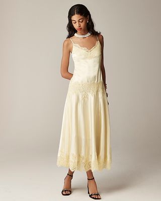 Collection Lace-Trim Slip Dress in Textured Satin