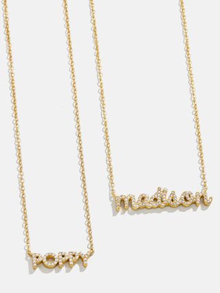 18k Gold Mini Custom Nameplate Necklace - Small