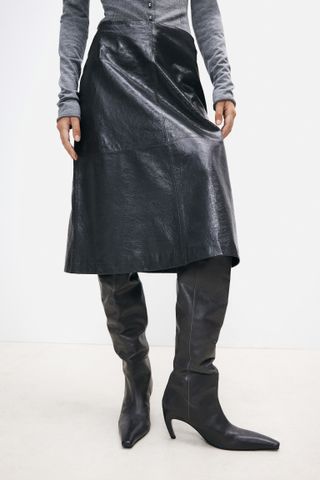 H&M, A-Line Leather Skirt