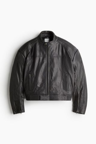 H&M, Boxy Leather Biker Jacket