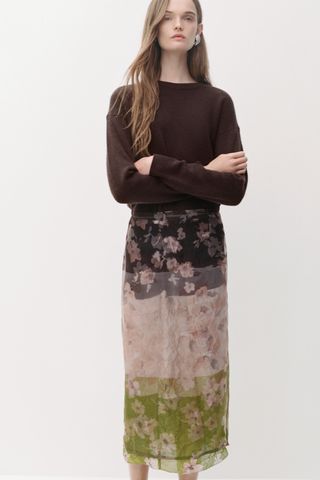 Printed Organza Skirt Zw Collection