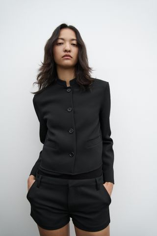 Buttoned Cropped Jacket Zw Collection