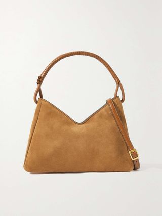 Valerie Leather-Trimmed Suede Shoulder Bag