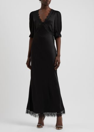 Annina Lace-Trimmed Satin Maxi Dress