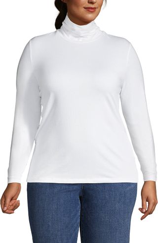 Lands' End, Lightweight Jersey Skimming Long Sleeve Turtleneck