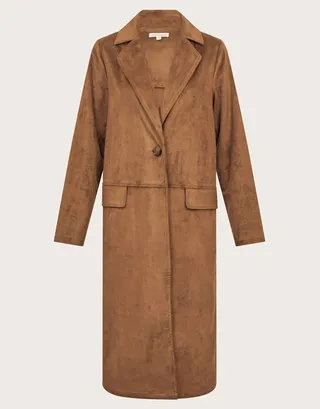 Tove Suedette Trench Coat Brown