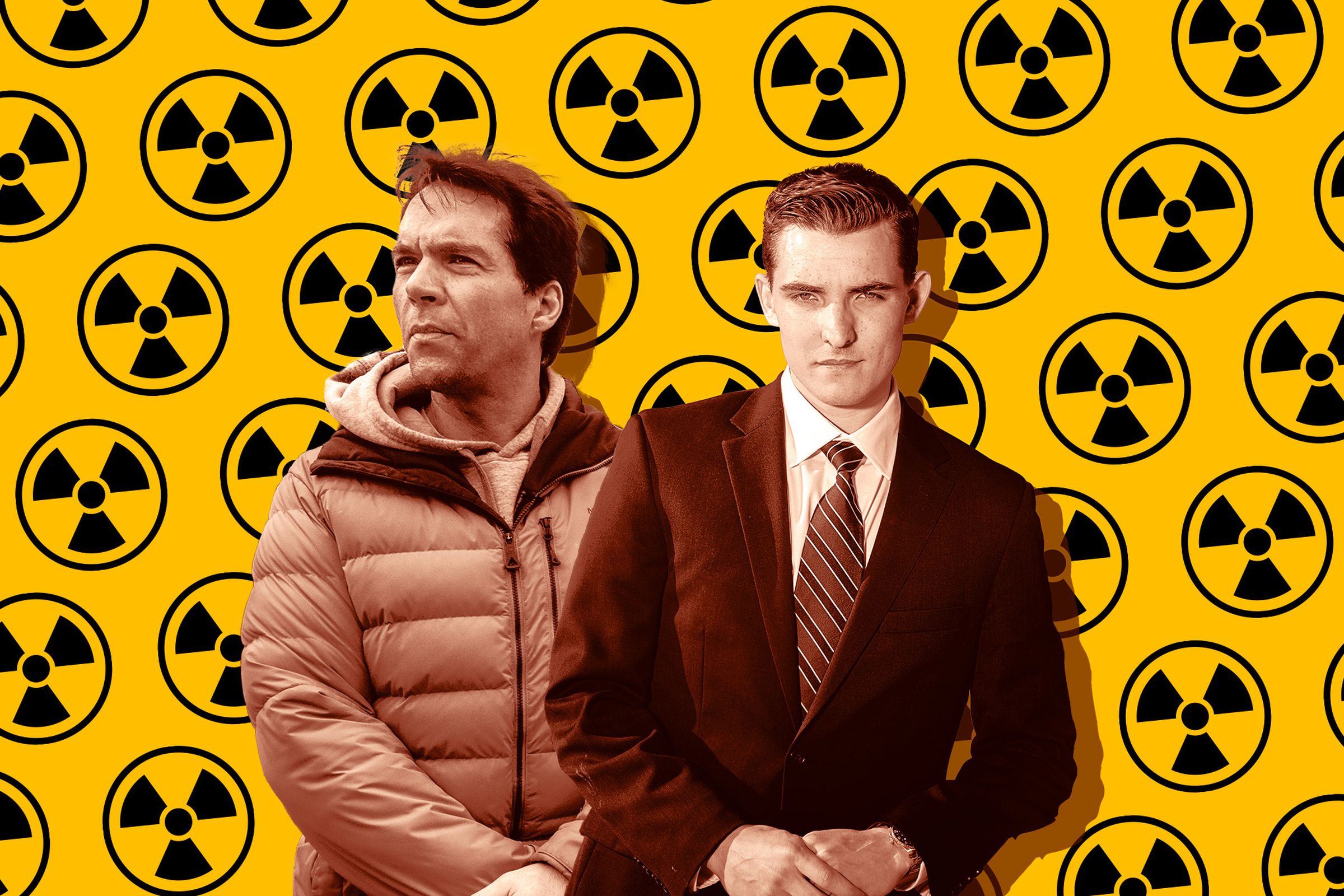 An image of Jack Burkman and Jacob Wohl against a radioactive background