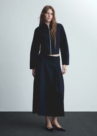 Flared Skirt With Pleated Detail