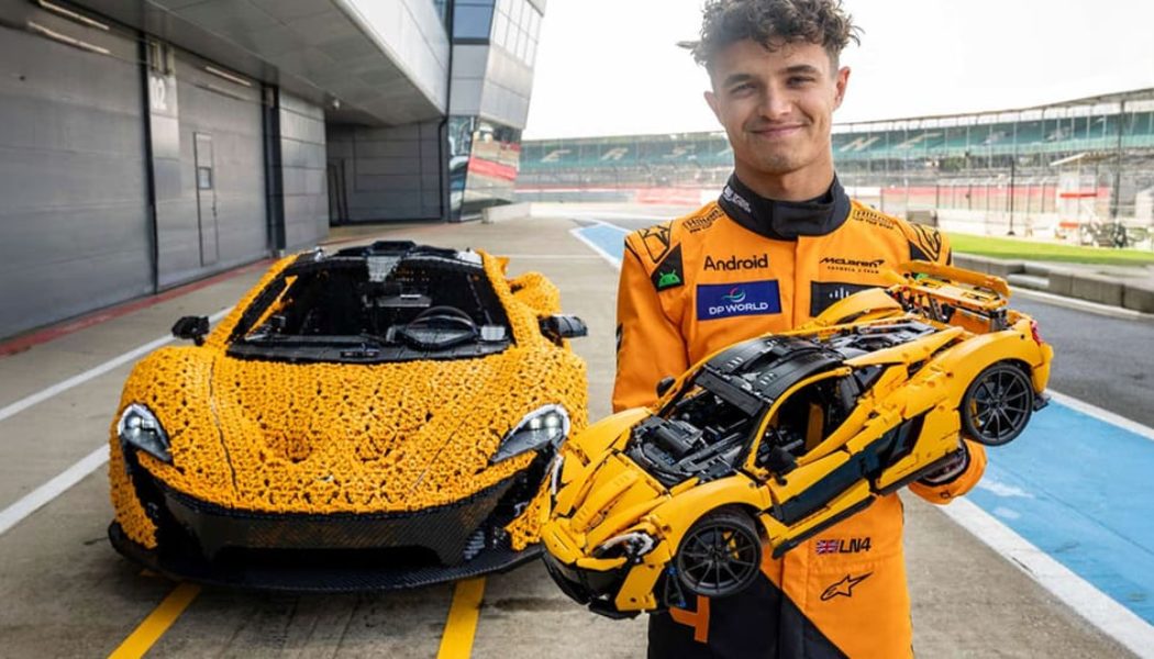 Lando Norris Takes on Silverstone in a Life-Size LEGO McLaren P1