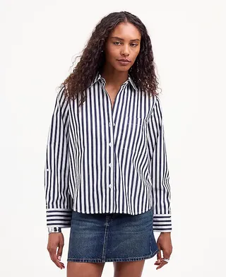 madewell, Easy Y-Neck Button-Up Shirt