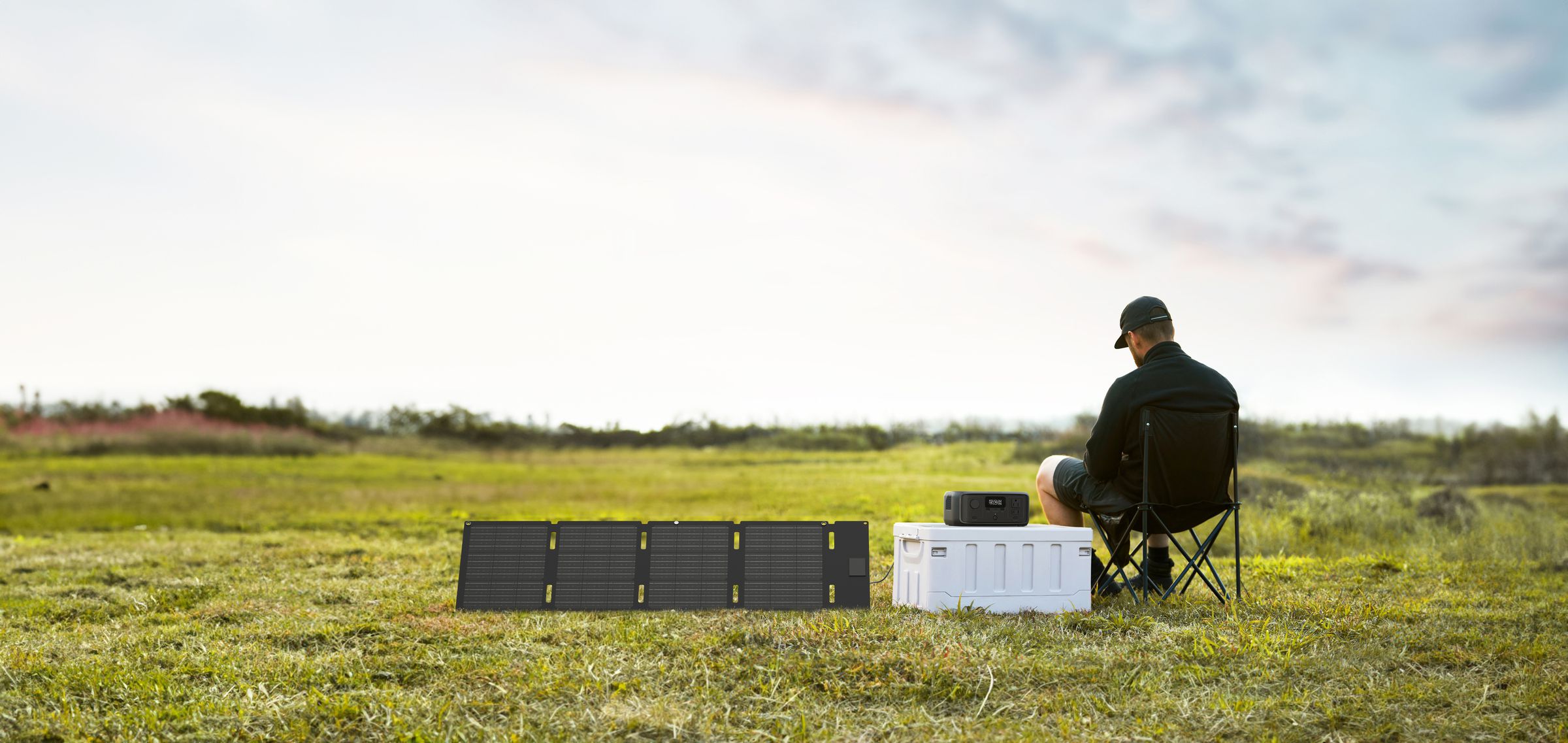 Just a man and his River 3 solar generator thinking about his lack of capacity — to feel.