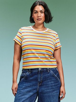 yellow and red striped Logo T-Shirt