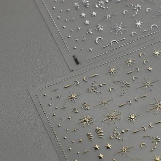 Moon Star Nail Art Stickers Decals 3d Silver Bronzing Nail Stickers Laser Star Moon Luxury Nail Design Self-Adhesive Nail Decals Manicure Sliders for Women Girls Diy Nail Art Decorations Supplies