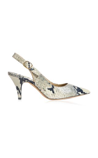 River Python-Effect Leather Slingback Pumps