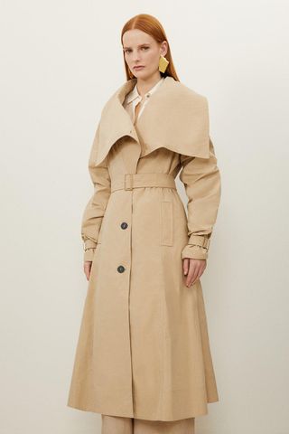 Karen Millen Tailored Asymmetric Collar Relaxed Fit Belted Coat