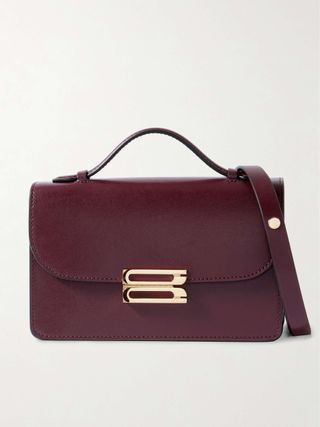 Burgundy Dorian Mini Leather Shoulder Bag by Victoria Beckham