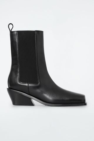 Square-Toe Leather Chelsea Boots