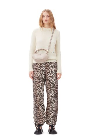 Leopard Washed Cotton Canvas Drawstring Trousers