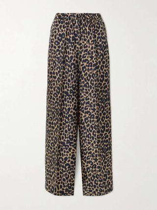 Ghinea Leopard-Print Silk Wide-Leg Pants