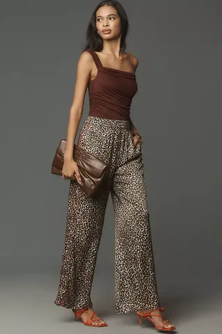 By Anthropologie Leopard Pull-On Trousers