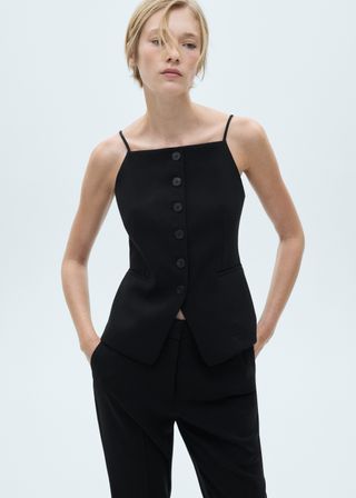 Halter-Neck Vest With Buttons