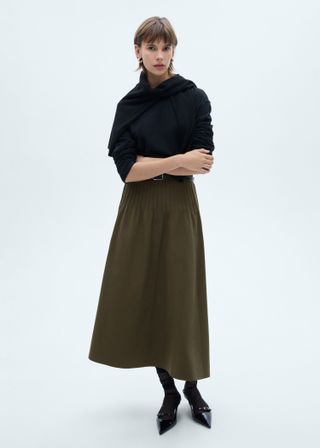 Flared Skirt With Pleated Detail