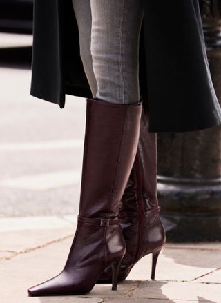 Burgundy Leather Long Knee Boots