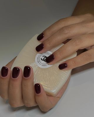 Short dark red burgundy nails