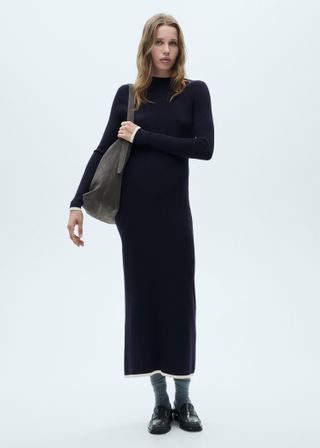 Knitted Dress With Contrasting Trims