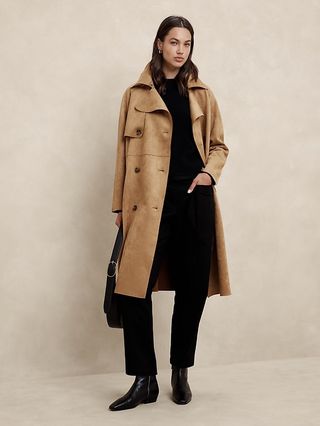 Vegan Suede Trench Coat