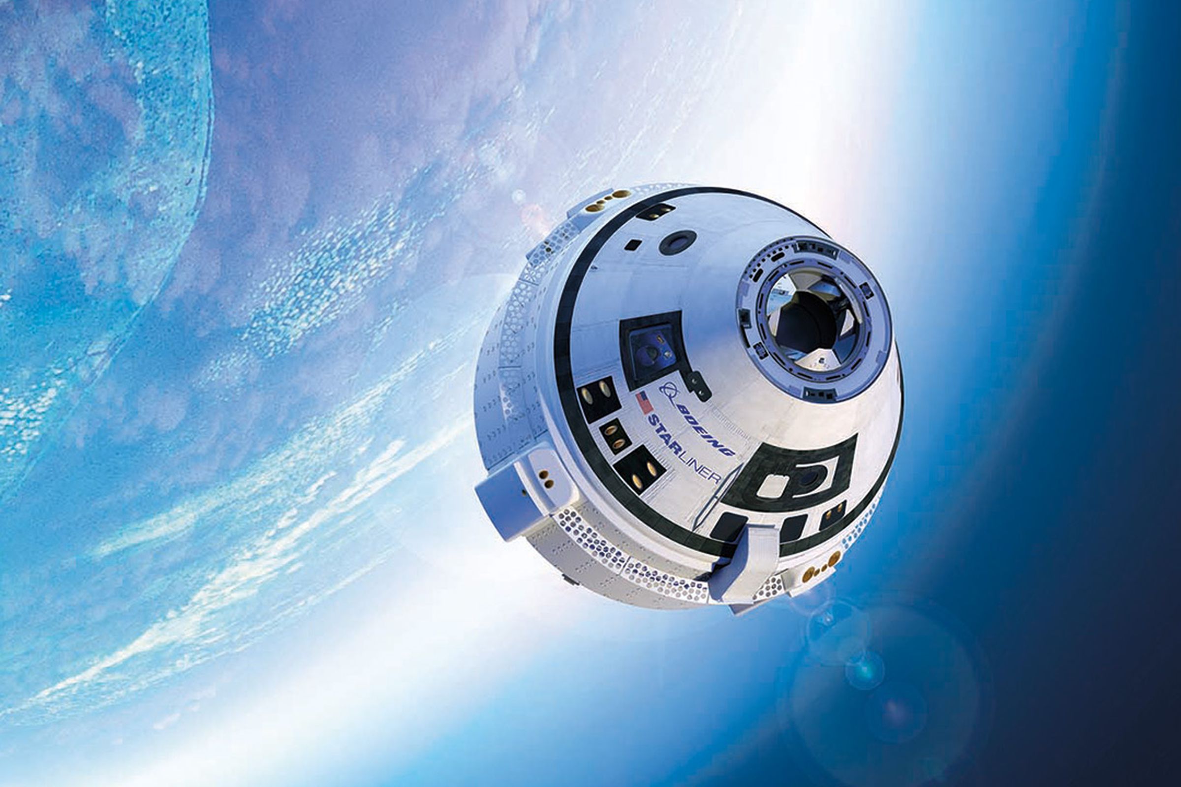 An artistic rendering of Boeing’s Starliner spacecraft.