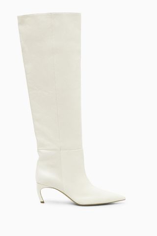 Pointed-Toe Leather Knee-High Boots