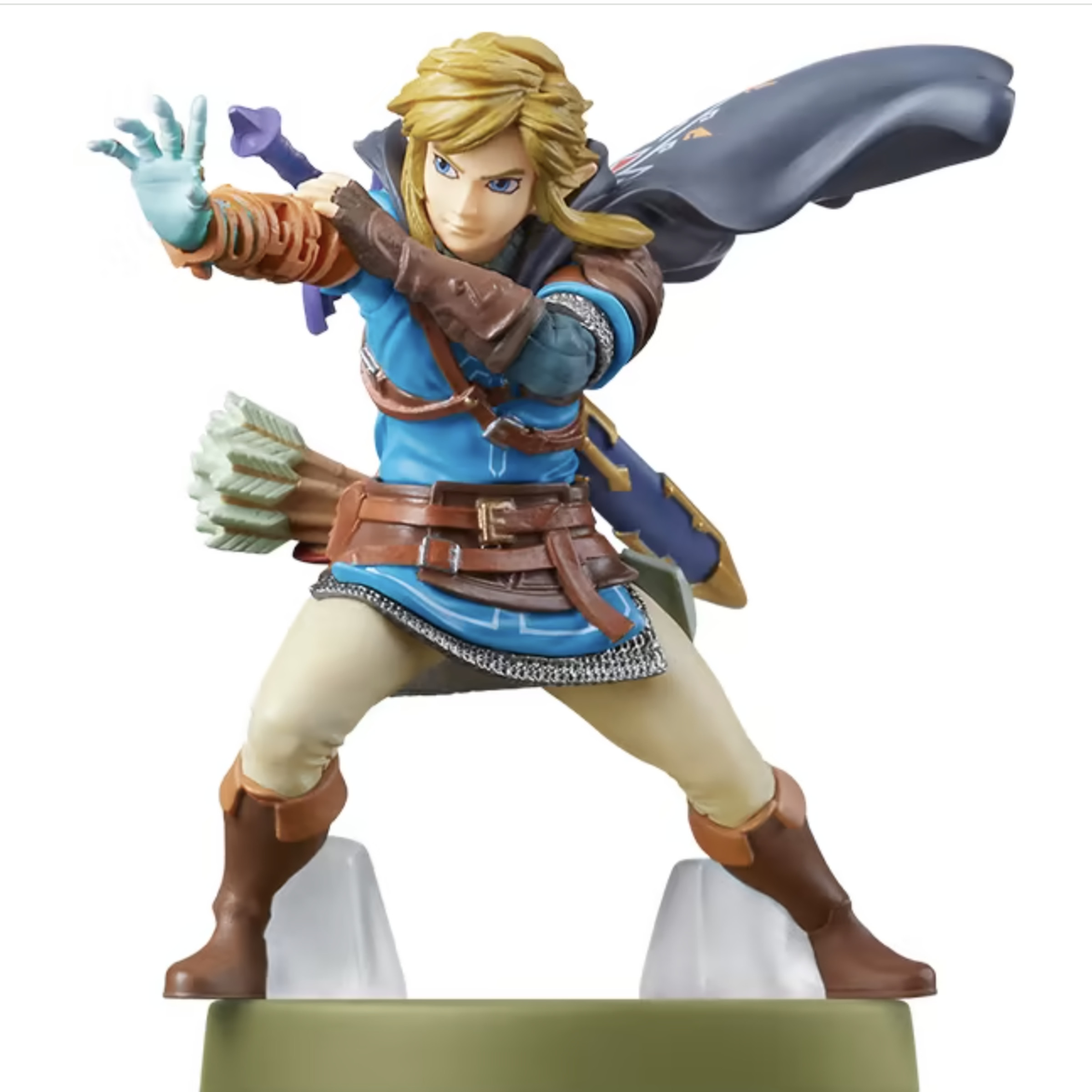 Amiibo of Link from The Legend of Zelda with his arm outstretched.