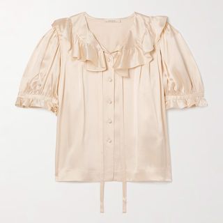 DÔEN, Kelela Ruffled Silk-Charmeuse Blouse