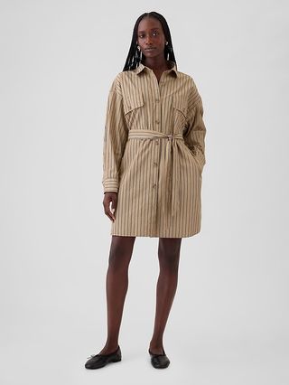 Organic Cotton Striped Mini Shirtdress