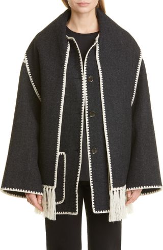 TOTEME, Chain Stitch Wool Blend Scarf Jacket