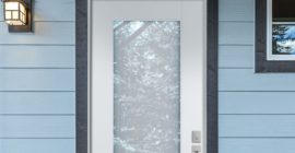 This front door can go from clear to opaque with a voice command