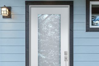 This front door can go from clear to opaque with a voice command