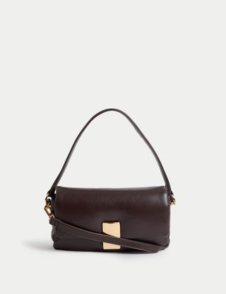 Faux Leather Puffy Baguette Bag