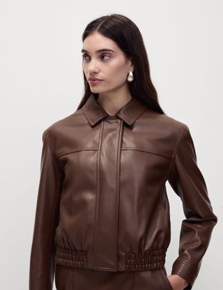 Faux Leather Harrington Jacket