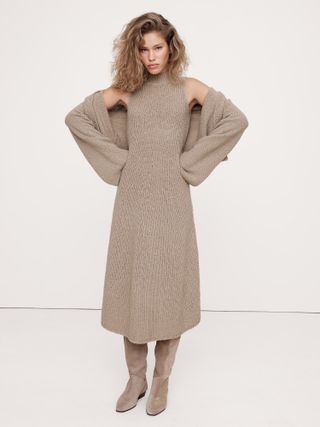 Banana Republic, Merino-Blend Mock-Neck Midi Sweater Dress