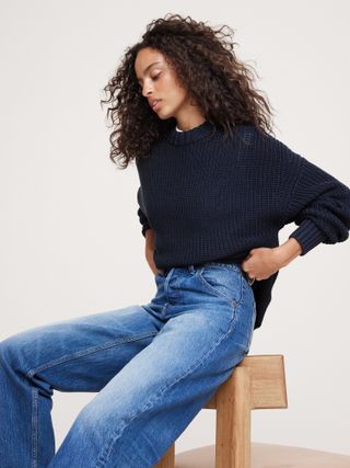 Banana Republic, Oversized Crew-Neck Cotton Sweater