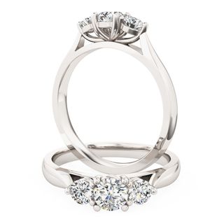 A Beautiful Round Lab Grown Brilliant Cut Three Stone Diamond Ring in 18ct White Gold