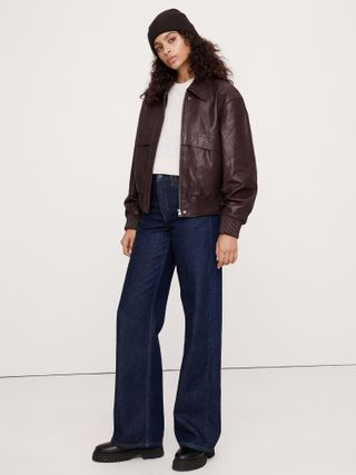 Banana Republic, Leather Bomber Jacket