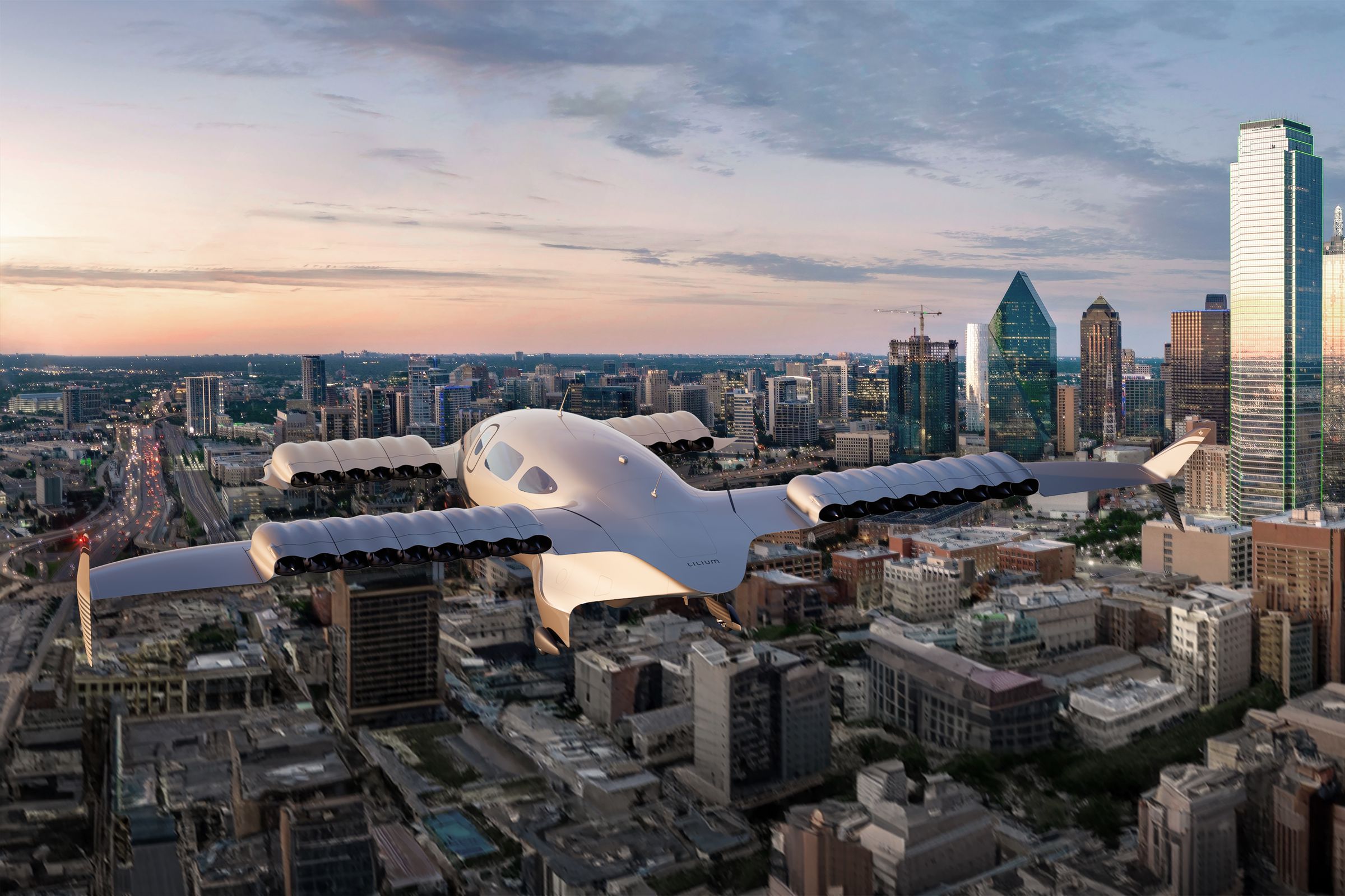 Lilium Pioneer eVTOL aircraft over Texas