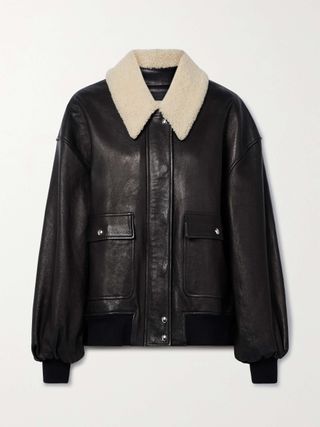 Shellar Shearling-Trimmed Leather Jacket