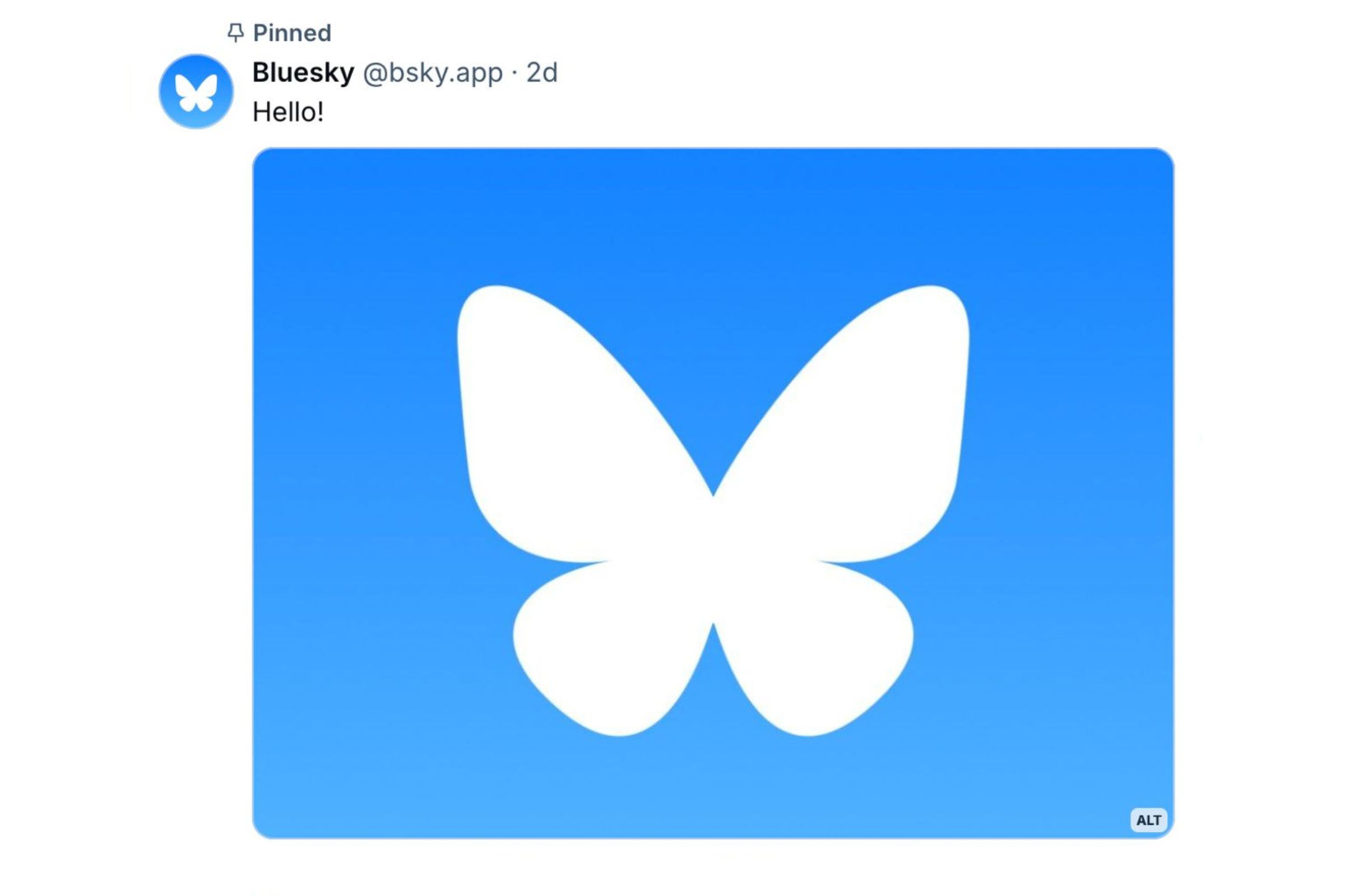 A screenshot of a pinned post on Bluesky.